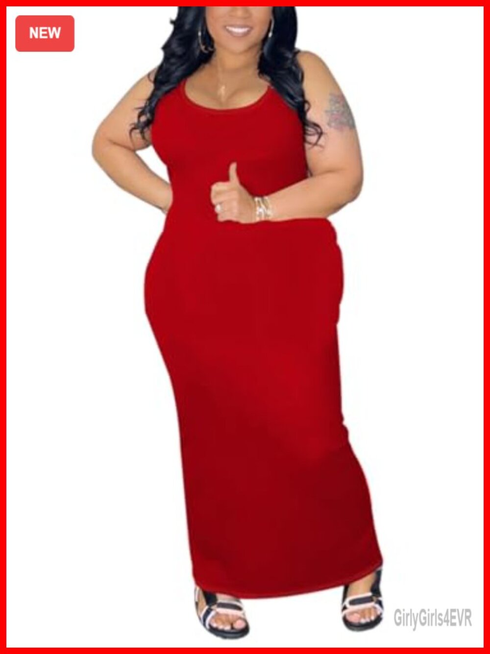 Plus Size Sleeveless Bodycon Maxi Dress Stretchy Tank Dress